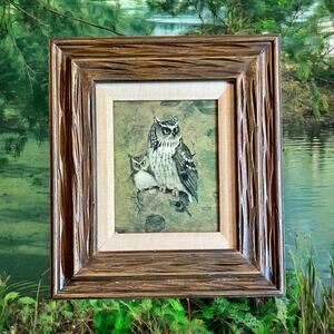 Richard Hinger Screech Owl Art Print-Framed Rustic Mid Century Decor-Wildlife
